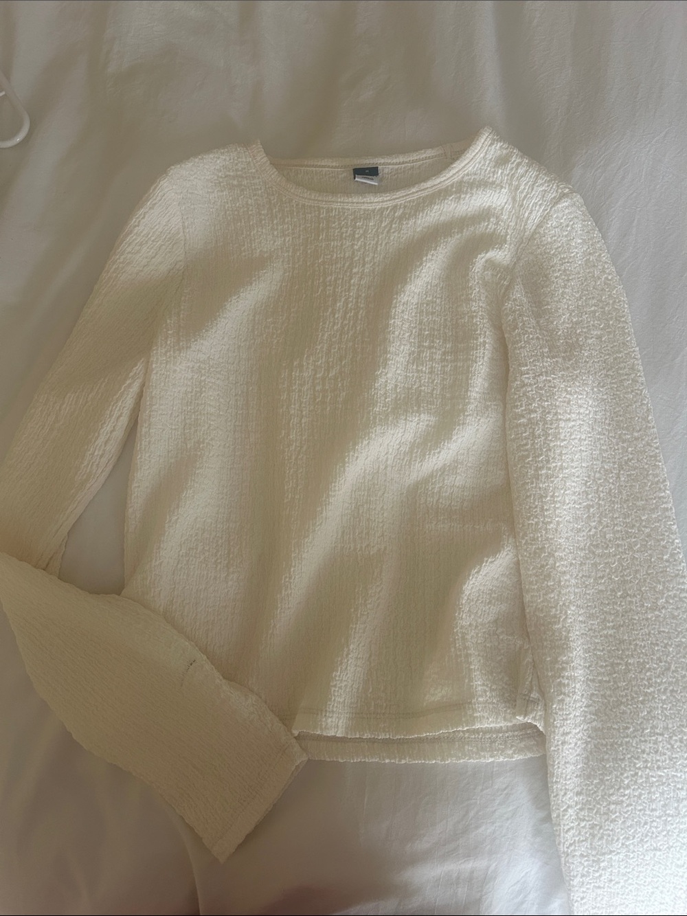 Old Navy Cream Textured Long-Sleeve Top
